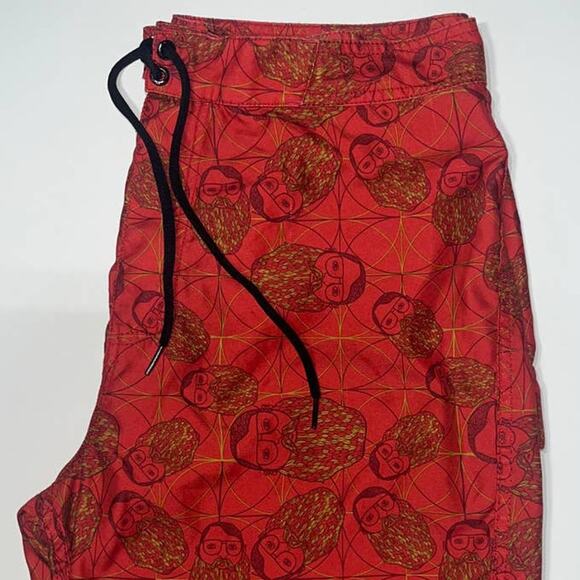 Ambiguous Red board shorts swim trunks Bearded Man Design men’s small - Picture 5 of 15